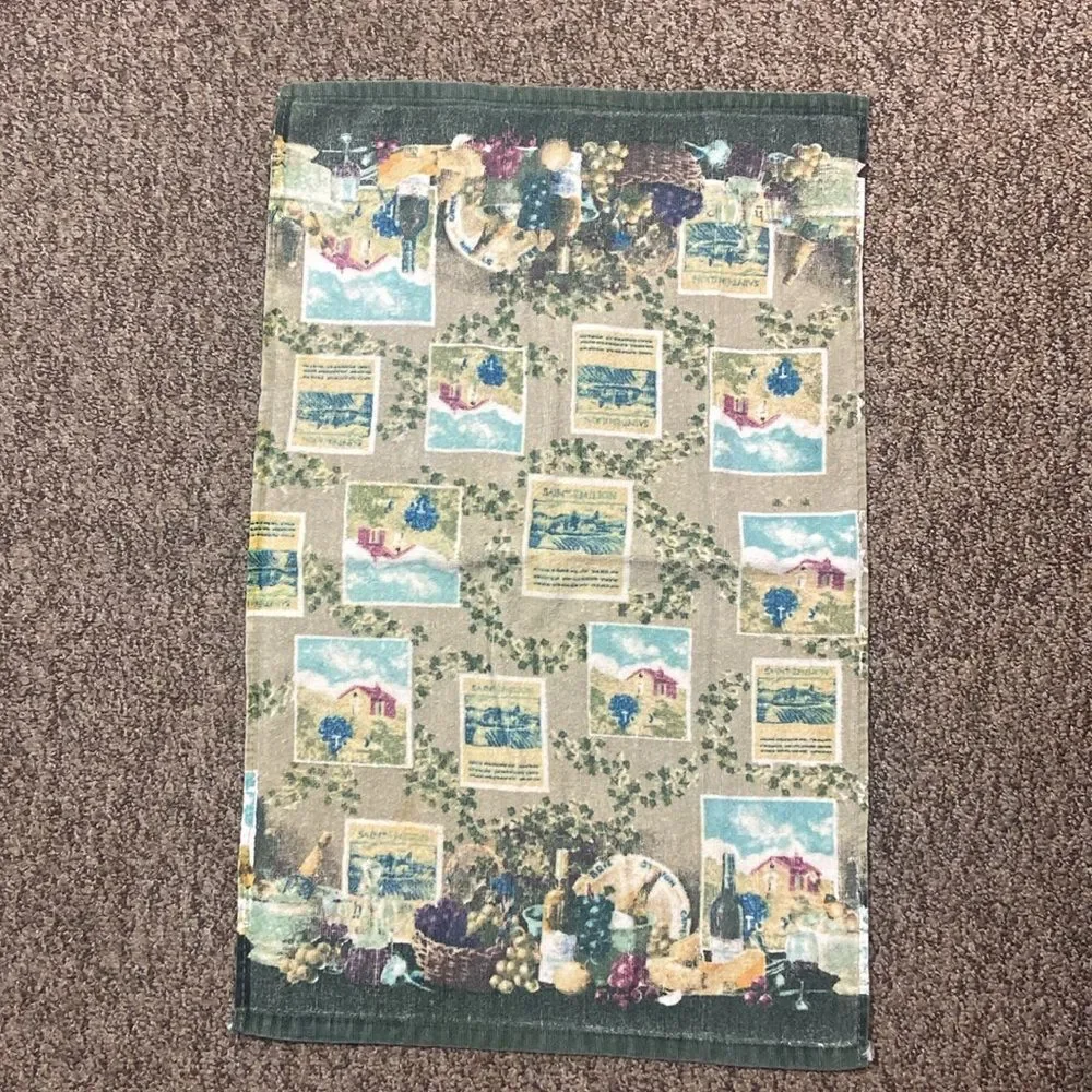 Vintage Bath Towel Farmhouse Print Rug No Tag
